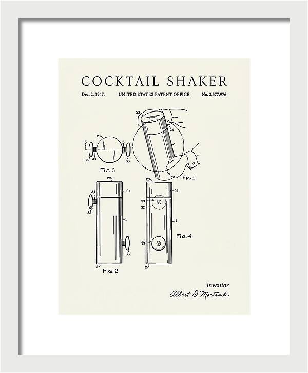 Cocktail Shaker Minimalist Patent Us2577976a