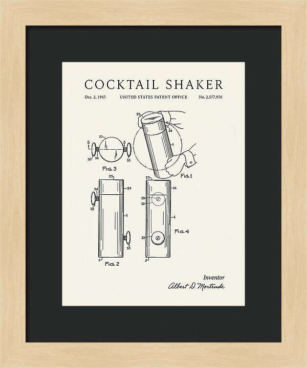 Cocktail Shaker Minimalist Patent Us2577976a