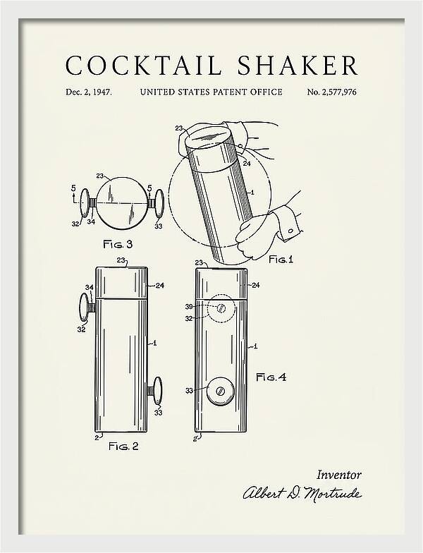 Cocktail Shaker Minimalist Patent Us2577976a