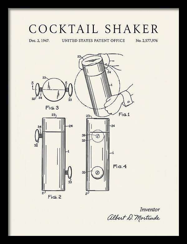 Cocktail Shaker Minimalist Patent Us2577976a