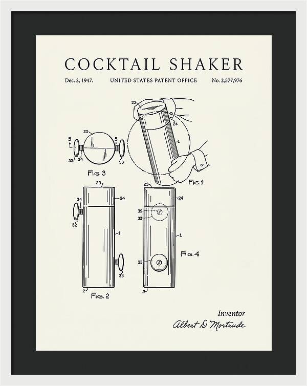 Cocktail Shaker Minimalist Patent Us2577976a