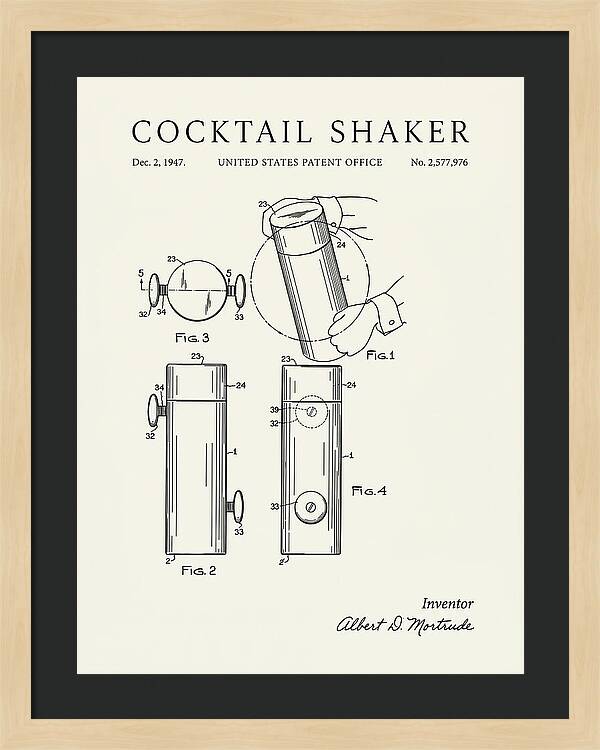 Cocktail Shaker Minimalist Patent Us2577976a