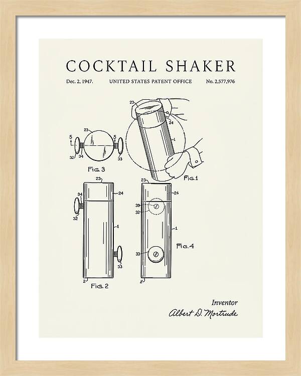 Cocktail Shaker Minimalist Patent Us2577976a