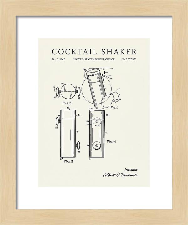 Cocktail Shaker Minimalist Patent Us2577976a