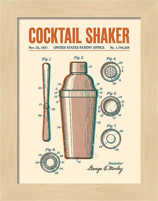 Cocktail Shaker Retro Patent Us1744328a