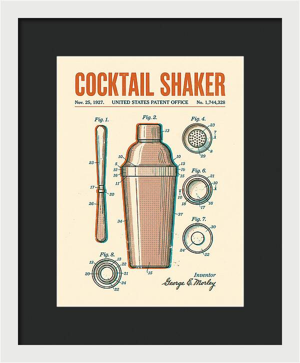 Cocktail Shaker Retro Patent Us1744328a