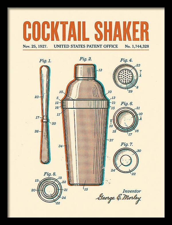 Cocktail Shaker Retro Patent Us1744328a