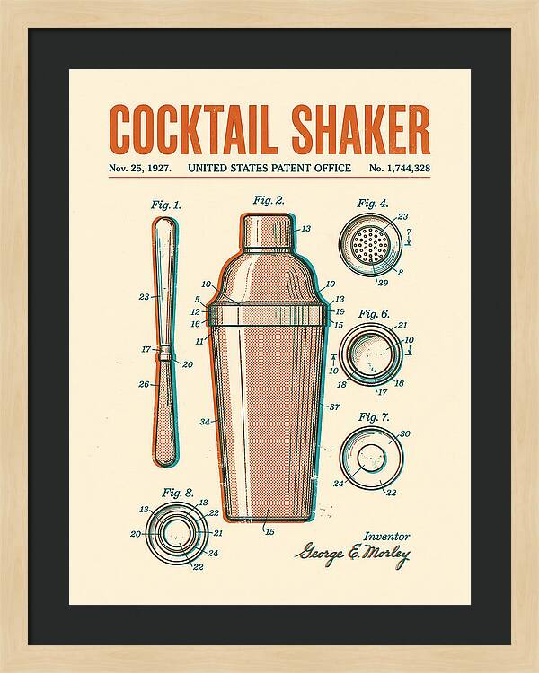 Cocktail Shaker Retro Patent Us1744328a