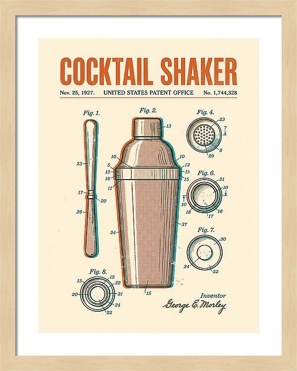 Cocktail Shaker Retro Patent Us1744328a