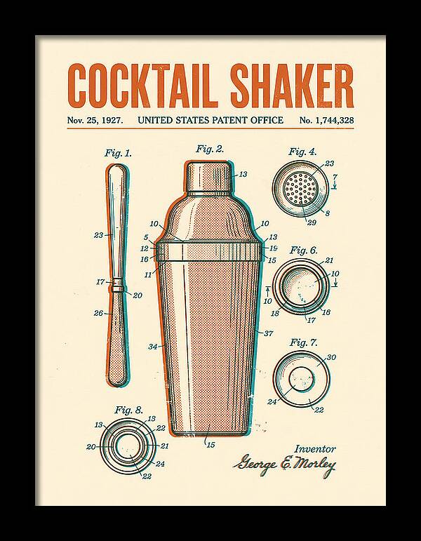 Cocktail Shaker Retro Patent Us1744328a