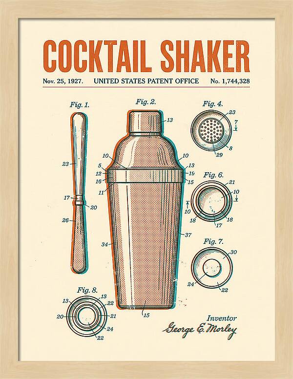 Cocktail Shaker Retro Patent Us1744328a