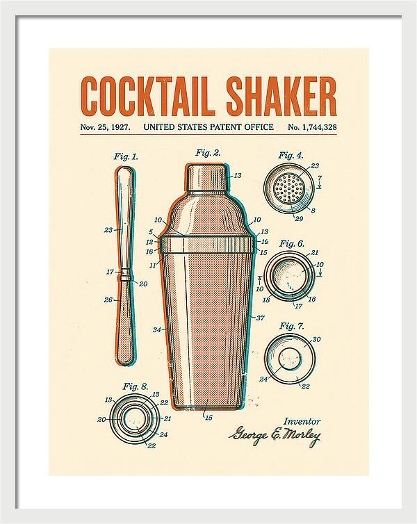 Cocktail Shaker Retro Patent Us1744328a