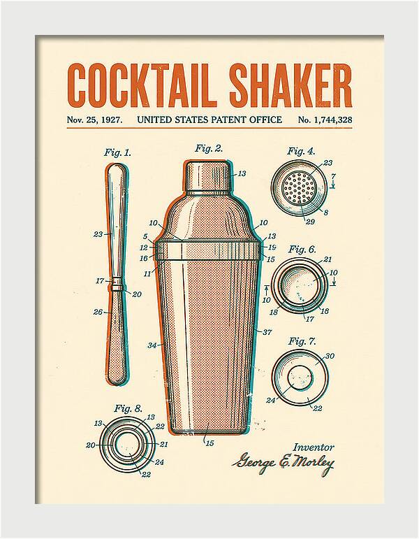 Cocktail Shaker Retro Patent Us1744328a