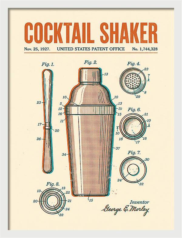 Cocktail Shaker Retro Patent Us1744328a