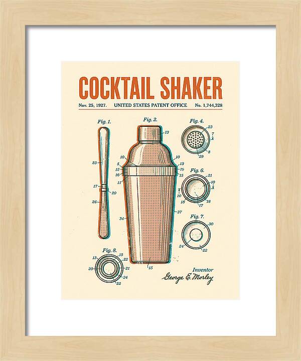 Cocktail Shaker Retro Patent Us1744328a