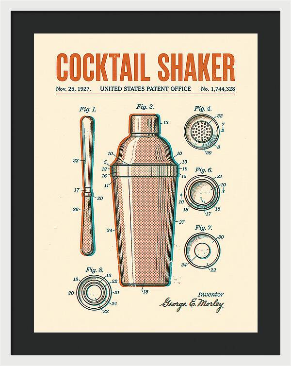 Cocktail Shaker Retro Patent Us1744328a
