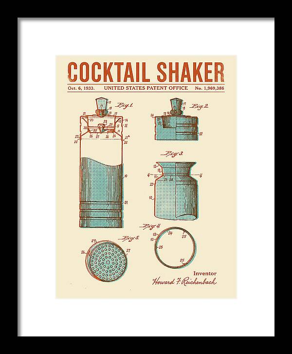 Cocktail Shaker Retro Patent Us1969386a
