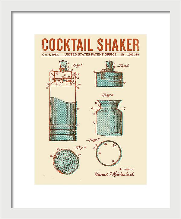 Cocktail Shaker Retro Patent Us1969386a