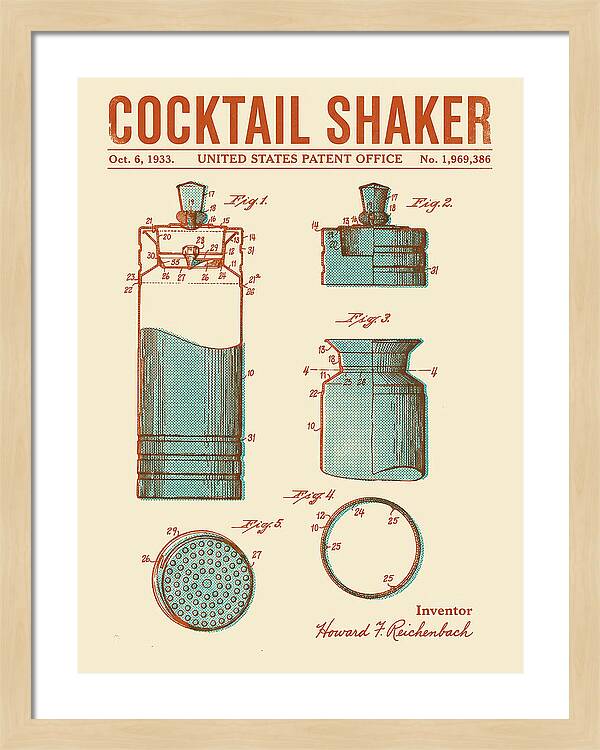Cocktail Shaker Retro Patent Us1969386a