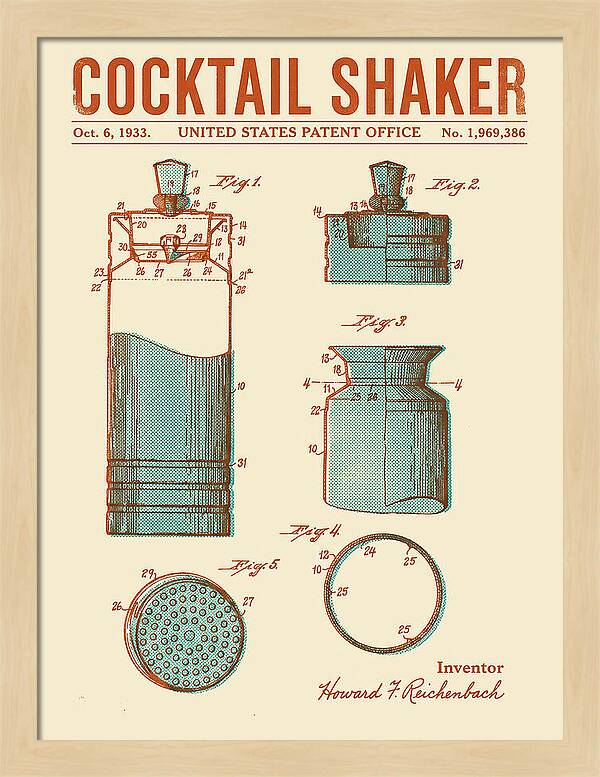 Cocktail Shaker Retro Patent Us1969386a