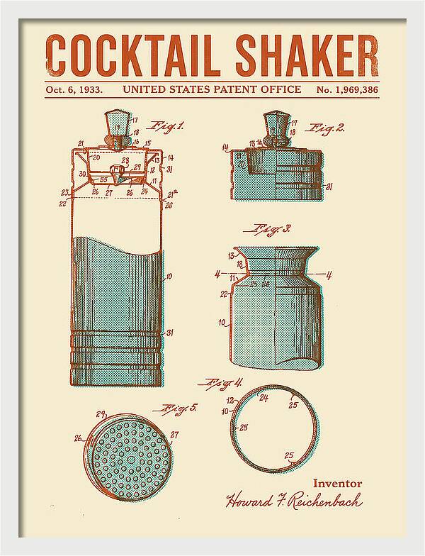 Cocktail Shaker Retro Patent Us1969386a