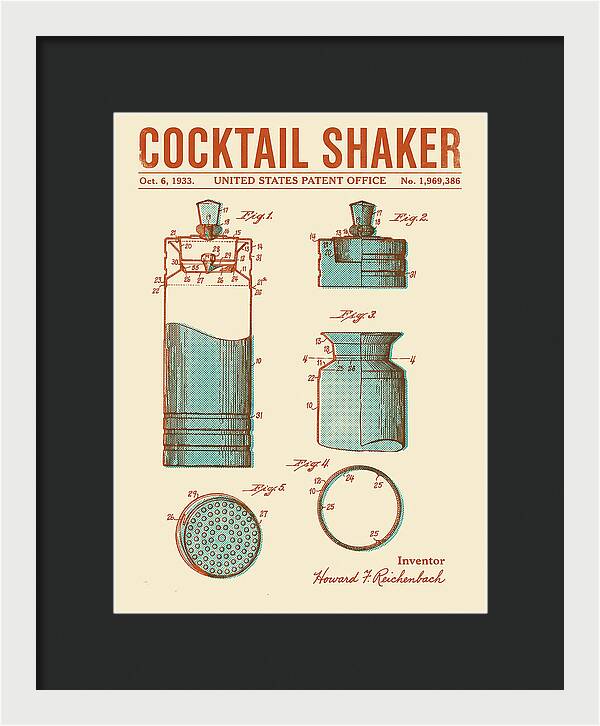 Cocktail Shaker Retro Patent Us1969386a
