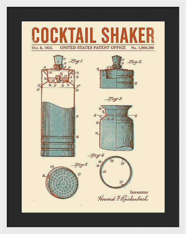 Cocktail Shaker Retro Patent Us1969386a