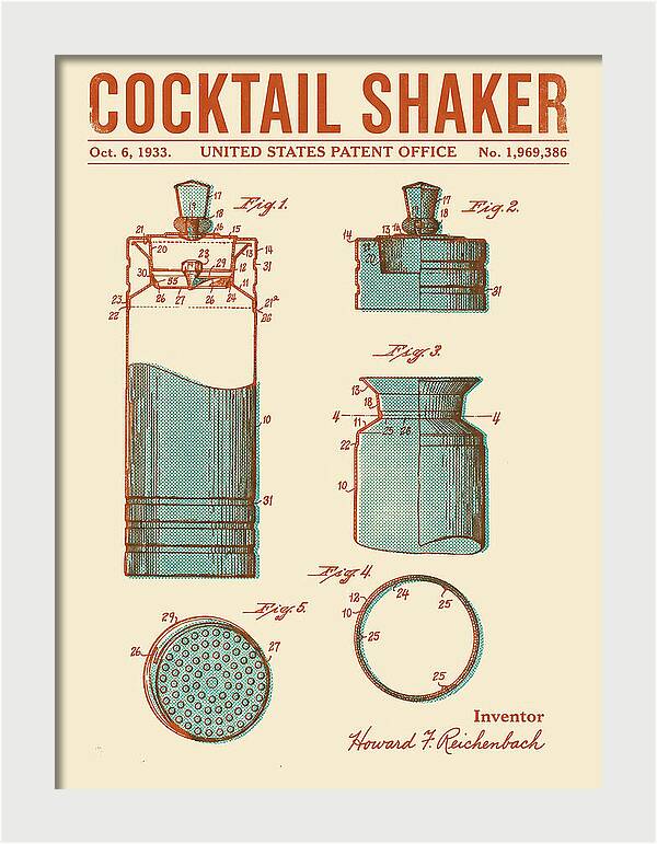 Cocktail Shaker Retro Patent Us1969386a