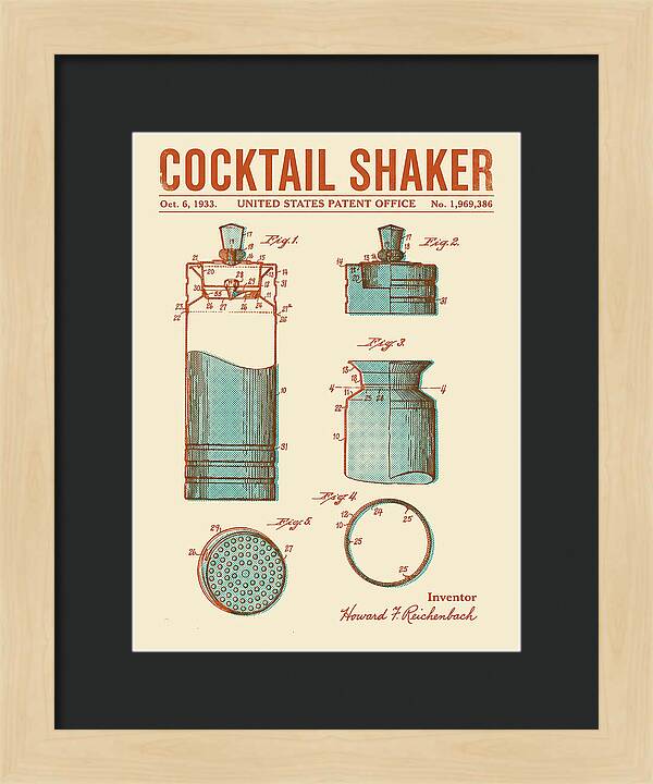 Cocktail Shaker Retro Patent Us1969386a