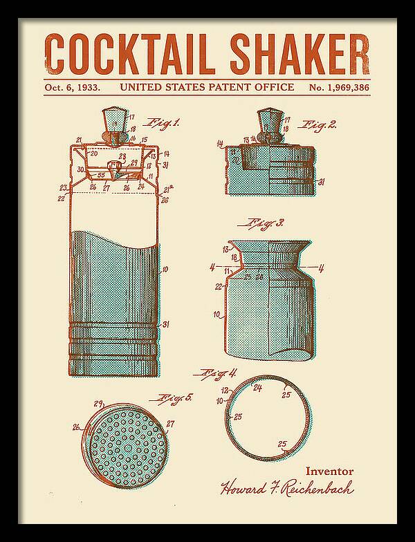 Cocktail Shaker Retro Patent Us1969386a