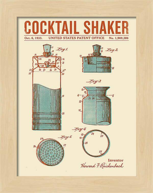 Cocktail Shaker Retro Patent Us1969386a