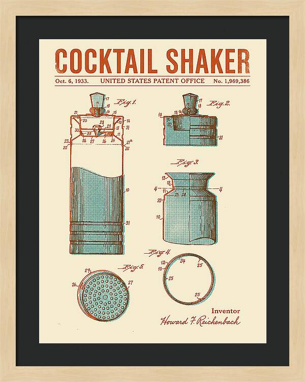 Cocktail Shaker Retro Patent Us1969386a
