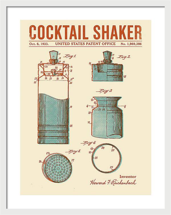 Cocktail Shaker Retro Patent Us1969386a