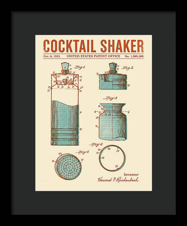Cocktail Shaker Retro Patent Us1969386a