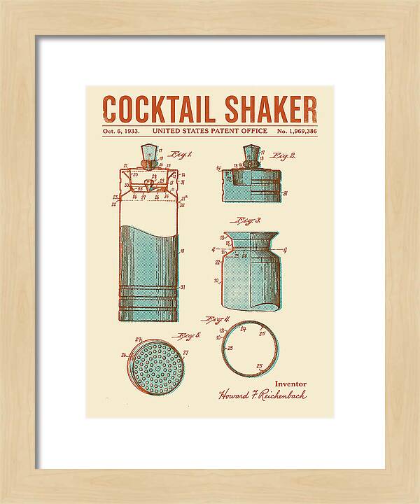 Cocktail Shaker Retro Patent Us1969386a