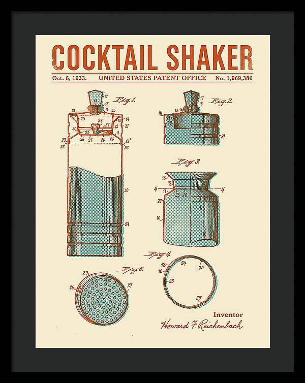 Cocktail Shaker Retro Patent Us1969386a