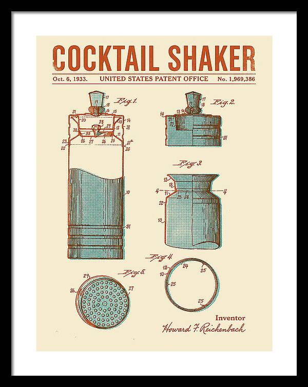 Cocktail Shaker Retro Patent Us1969386a