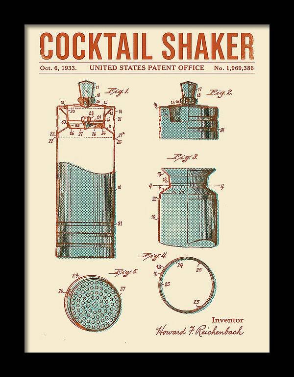 Cocktail Shaker Retro Patent Us1969386a