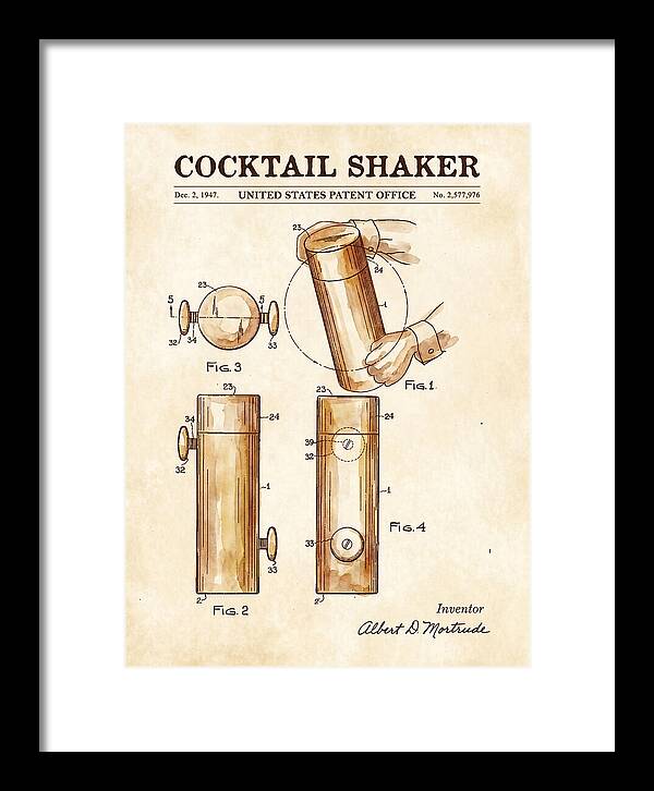 Cocktail Shaker Watercolor Patent Us2577976a