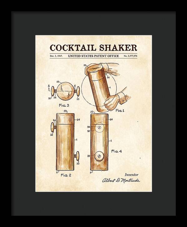 Cocktail Shaker Watercolor Patent Us2577976a