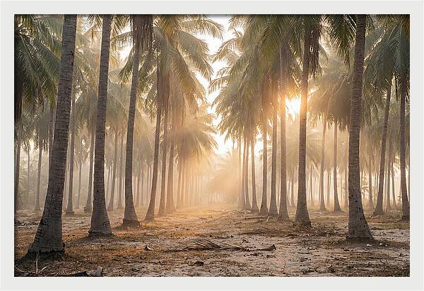 Coconut Palm Grove At Golden Hour