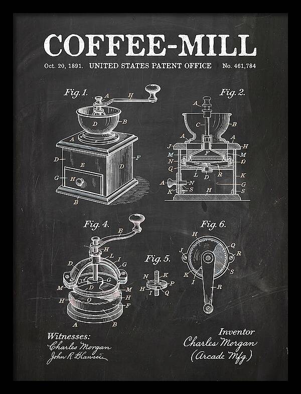 Coffee Mill Arcade Chalkboard Patent Us461784a