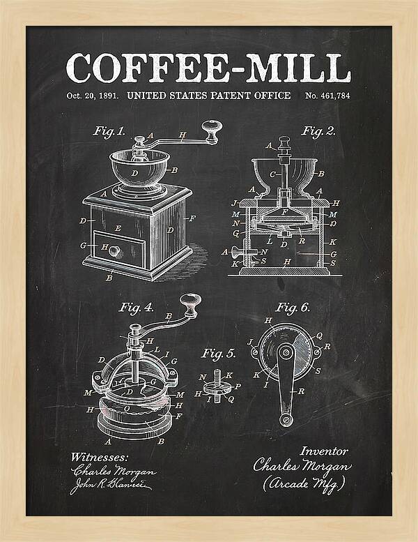 Coffee Mill Arcade Chalkboard Patent Us461784a
