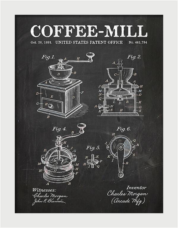 Coffee Mill Arcade Chalkboard Patent Us461784a