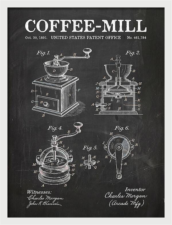 Coffee Mill Arcade Chalkboard Patent Us461784a