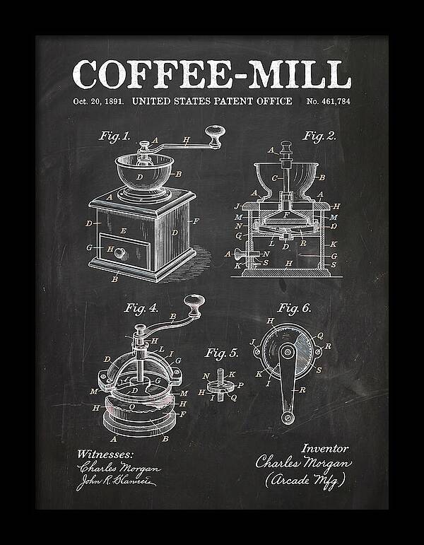 Coffee Mill Arcade Chalkboard Patent Us461784a