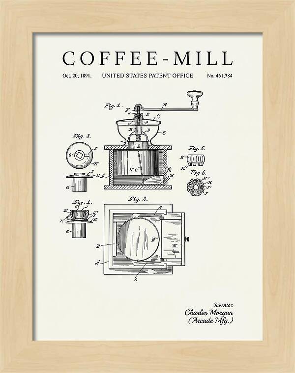 Coffee Mill Arcade Minimalist Patent Us461784a