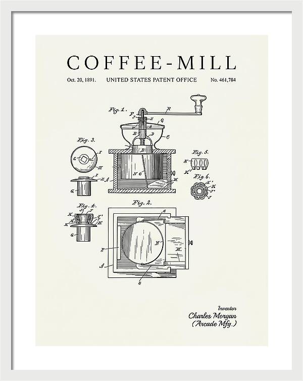 Coffee Mill Arcade Minimalist Patent Us461784a
