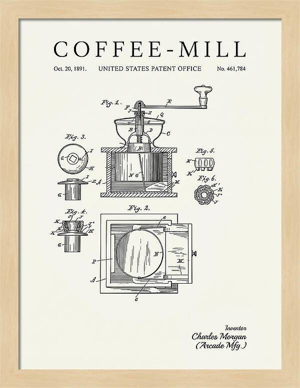 Coffee Mill Arcade Minimalist Patent Us461784a