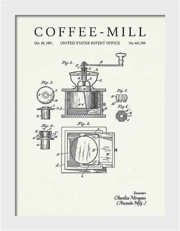 Coffee Mill Arcade Minimalist Patent Us461784a